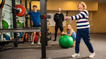 Nancy Lamkin and family at the Lifestyles class
