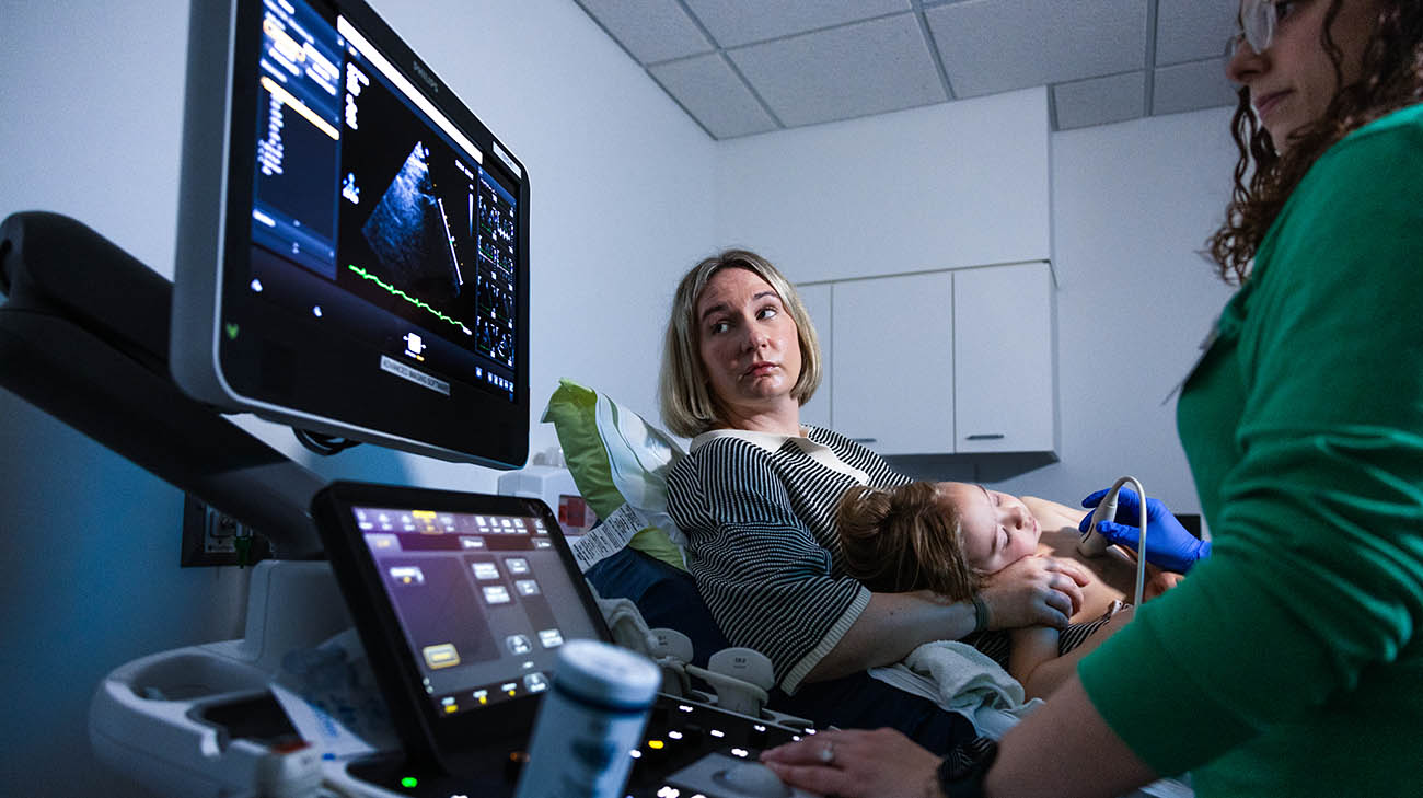 Ella undergoing an echocardiogram at Cleveland Clinic Children's.