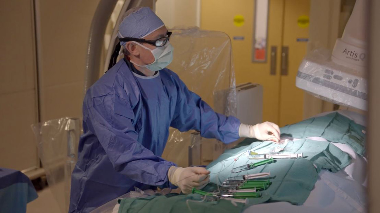 Dr. Obrzut treating Alfin's stroke.